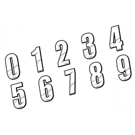 Stickers Numéros de plaque - WHITE 10 CM, Numéro: Numéro 2