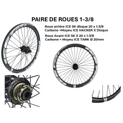 PAIRE DE ROUES BMX ICE Carbone 20" x 1- 3/8